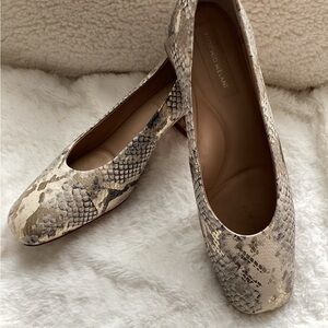 Snake embossed leather Antonio Melanie block heel pump.